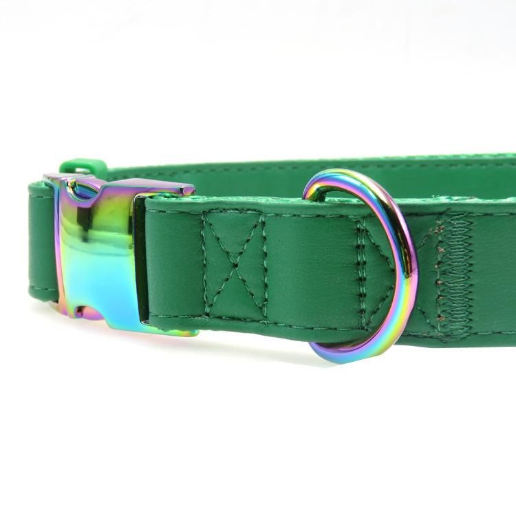 Top Quality Luxury PU Leather Pet Collar Custom Colors Softly Padded Waterproof Classic Vegan Genuine Leather Dog Collar