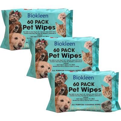 Biokleen Portable Biodegradable Pet Teeth Wipe Hypoallergenic Bamboo Ear Eye Organic Pet Grooming Wipes