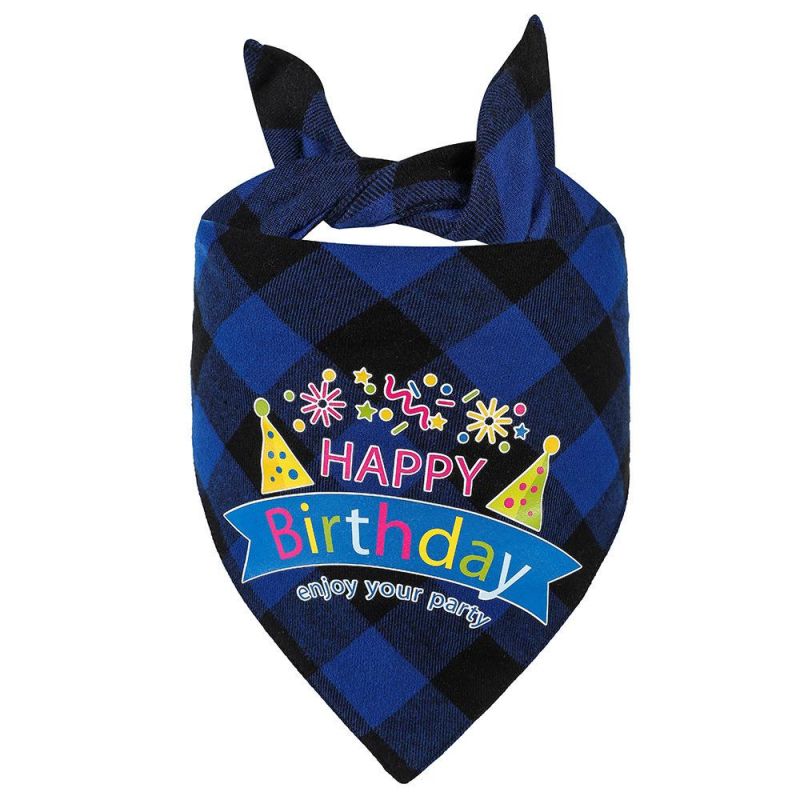 Plaid Triangle Logo Birthday Party Scarf Puppy Dog Bandana