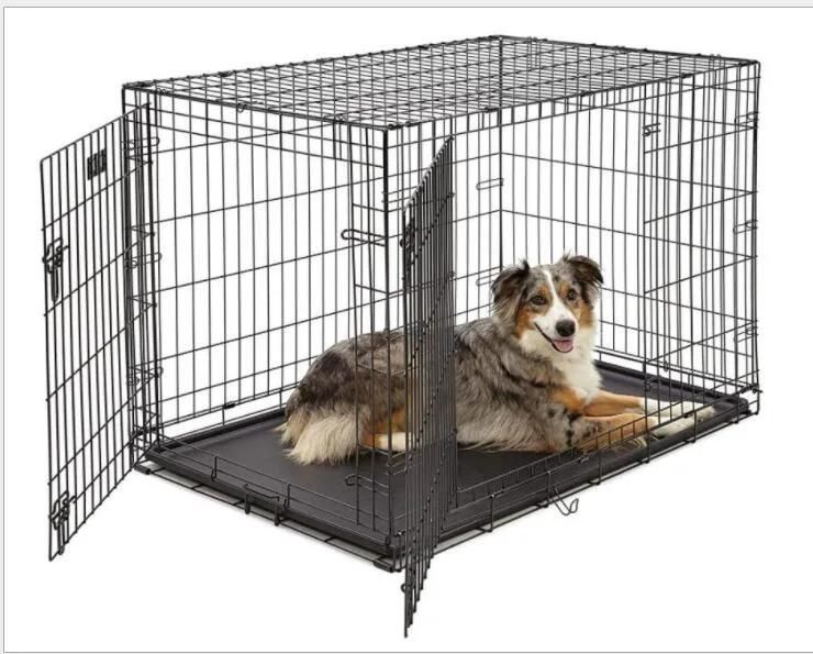 Double-Door Best Wire Metal Kennel Cages with Divider Panel & Tray Dog Crates for Puppy & Kitten Pets