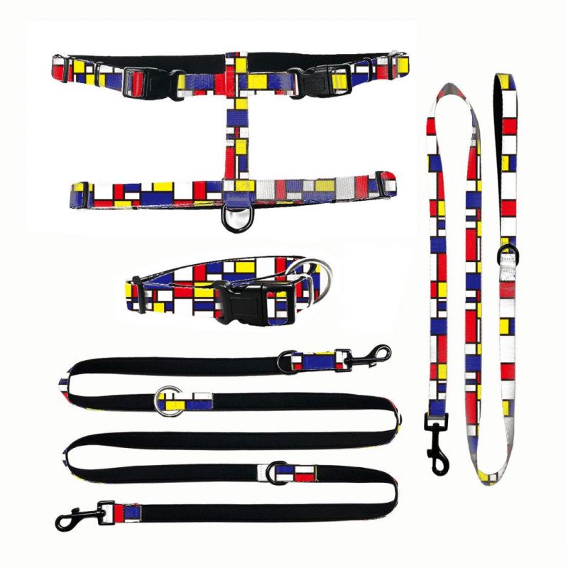 Full Body H Dog Harness Set with Customized Pattern Soft Neoprene Pet Harness Dog Accessories