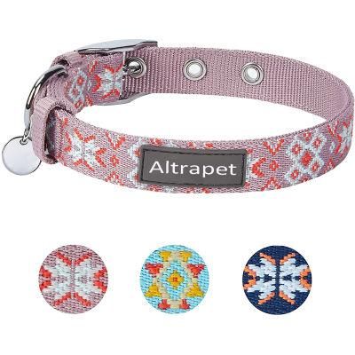 Hot Selling Custom Logo Polyester Dog Collar Cute Print Adjustable Daily Walking Training Pet Dog Collar