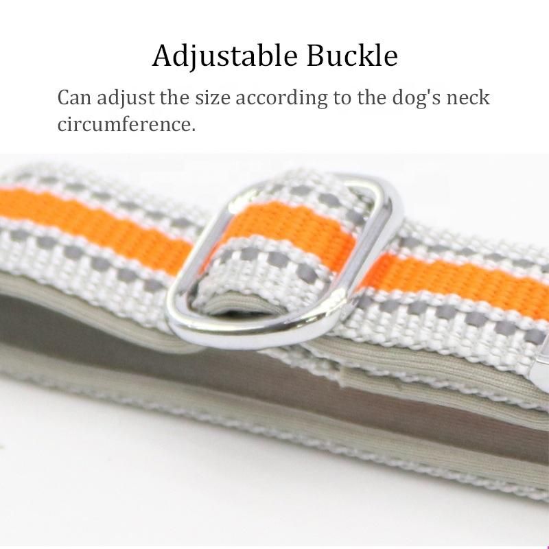 Reflective Premium Nylon Dog Collar with Metal Buckle Adjustable Collar