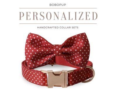 Wholesale Pets Products Neoprene Durable Soft Luxury Dog Leash Adjustable Silver Metal Buckle Dog Collar and Leash with Bowtie