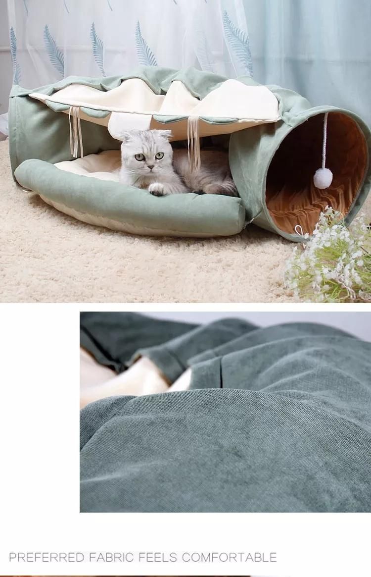 Multifunction Cat Tunnel Toy Foldable Playing Cat Tunnel with Sleeping Bed