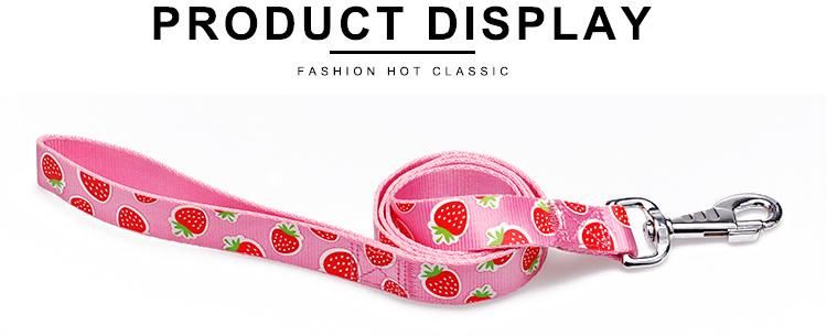 New Fashion Pet Products Large Nylon Custom Print Pink Dog Leash with Logo