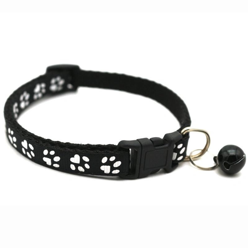 Small Dog Cute Bell Footprint Adjustable Buckle Pet Supplies Cat Collar