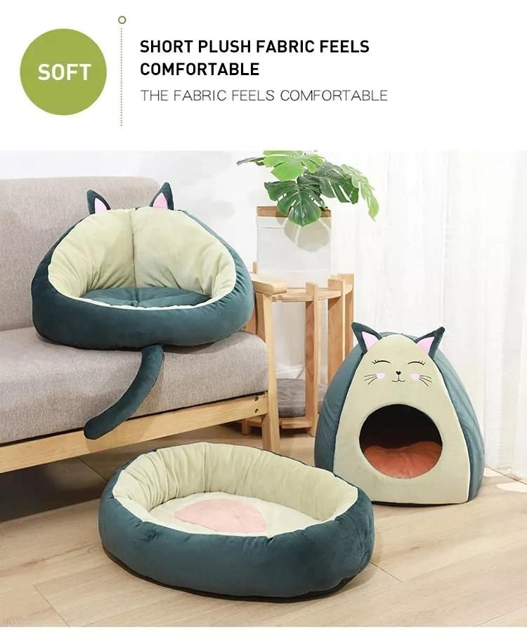 Lovely Plush Cotton Oxford Cat Round Bed for Luxury Living