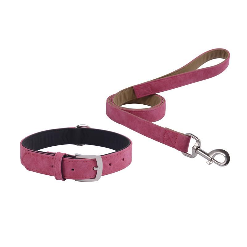 Unique Products Luxury PU Plain Leather Dog Collar and Leash