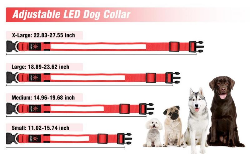 100% Waterproof LED Dog Collar USB Rechargeable Light Glowing Collars