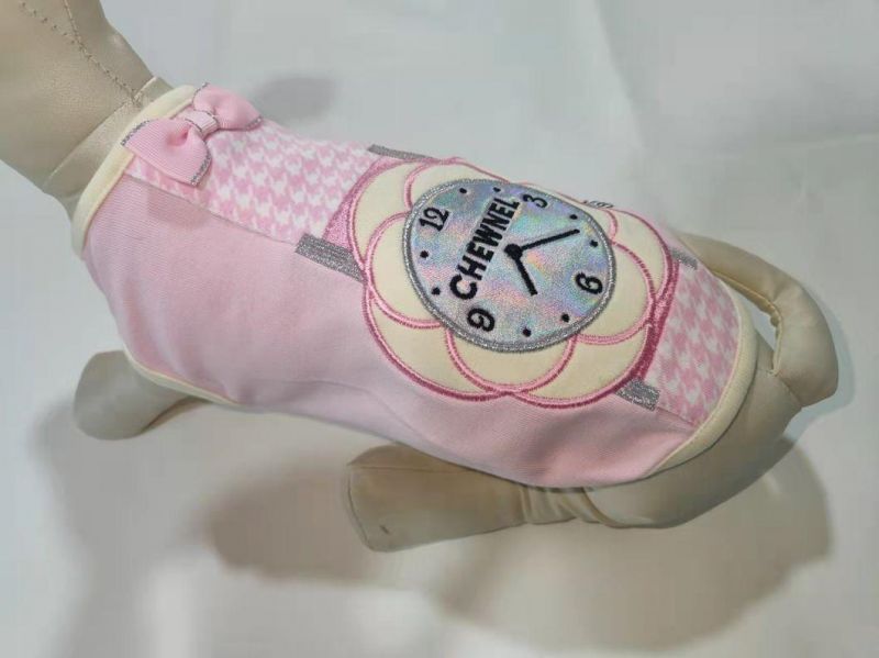 Chewnel Clock Embroidery Pet Tank Dog Shirt Pet Vest Pet Products Dog Clothes