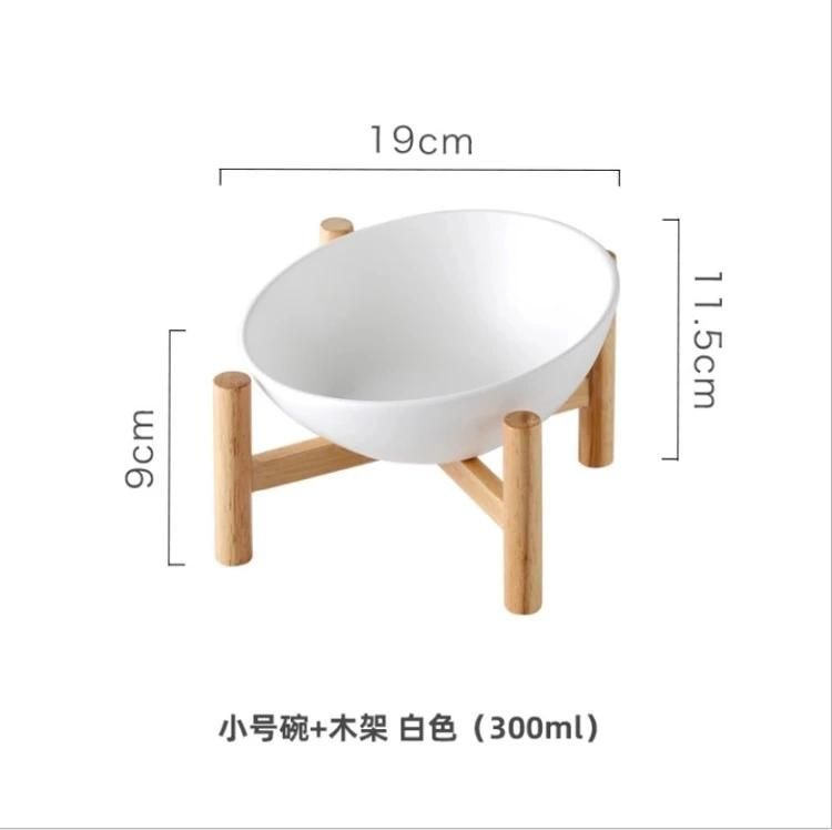 High Quality Ceramic Pet Cat Bowl with Bamboo Stand