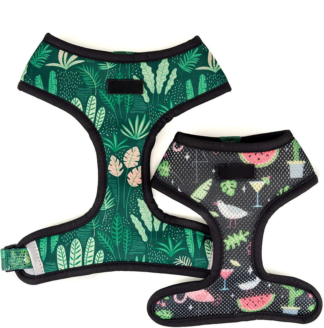 Reversible Harness with Interchangeable Printed Sides. Neoprene on One Side and Mesh on The Other. for X-Small to Medium Dogs