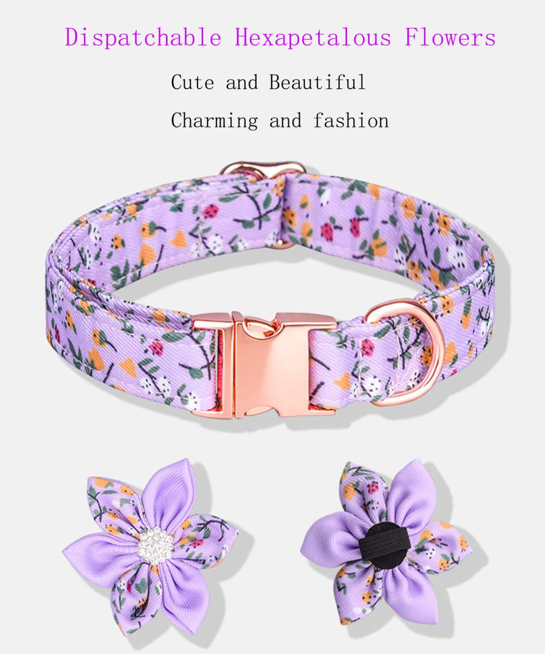 Dog Soft Floral Pattern Cute Dog Collar with Safety Metal Buckle