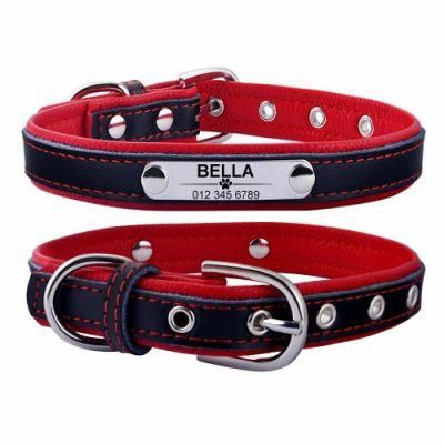 Wholesale Free Engraved Name Leather Dog Collar Custom Pet Cat