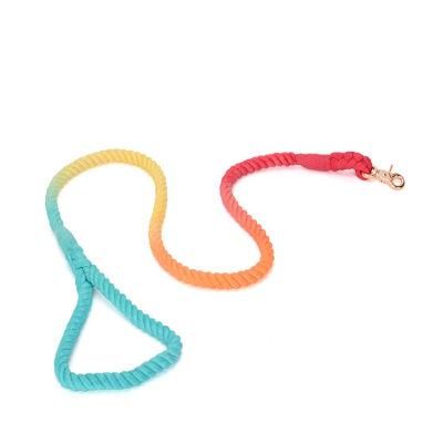 Customized Logo Cuerda De Tracci N De Color Braided Gradient Pet Dog Leash Lead