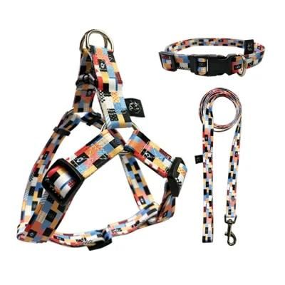 Reversible Custom Patter No Pull Dog Harness 2 in 1 Pet Collar Dog Leash and Harness