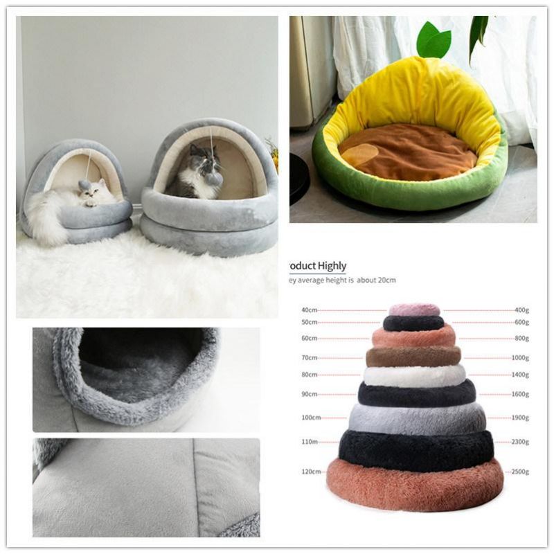 Custom Logo Large Comfortable and Washable Princess Foldable Fluffy Soft Luxury Round Pet Cat Bed