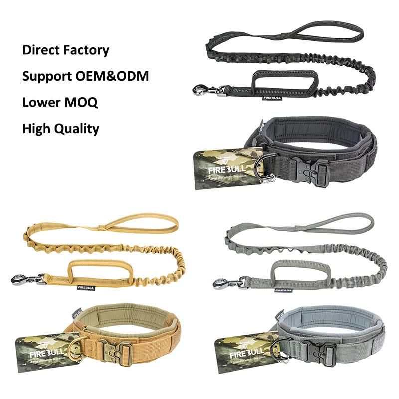 Tactical Bungee Dog Leash -New Stronger Clasp Two safety Control Handles Tactical Dog Leash