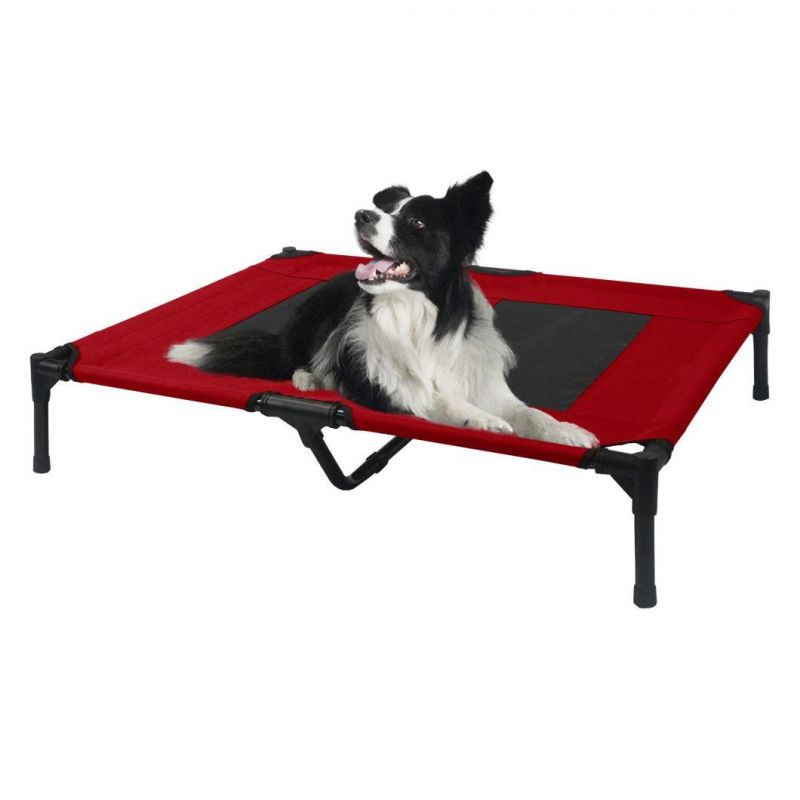 Indoor & Outdoor Elevated Pet Cot Bed Raised Dog Cot Bed with Cooling Mesh Center