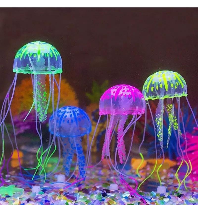 Artificial Glowing Effect Jellyfish Colorful Fish Tank Aquarium Decor Ornament