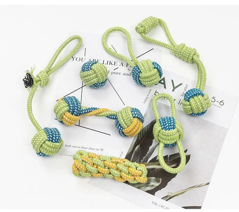 Dog Bite Rope Knot Weaving Toy Large Dog Rope Ball Puppy Molars Bite-Resistant to Relieve Boredom Bomei French Fighting Pet