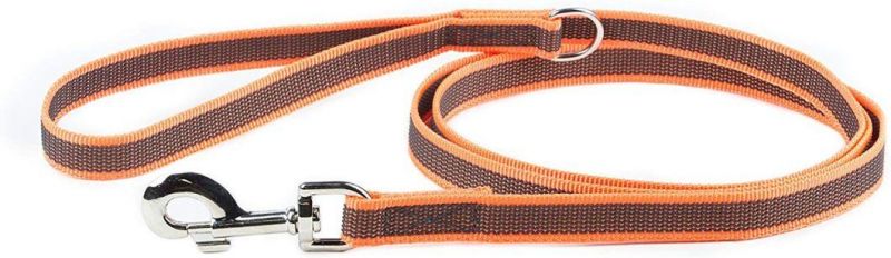 Orange-Gray Dog Lead Strong Nylon Rope No Slip Rubber Stitched 6 FT Long with Handle