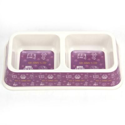 Wholesale Price Factory Customized Double Square Melamine Dog&Cat Pet Bowl