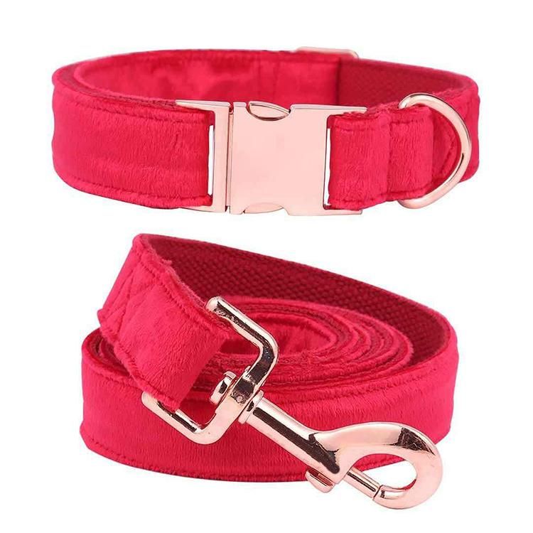 Adjustable Luxury Fancy Handmade Fashion Velvet Dog Collar and Leash Set