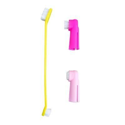 Pet Beauty Toothbrush Dog Cat Dental Stone Cleaning Kit Health Tooth Toothpaste for Dogs Pet Dental Care Kit Yellow