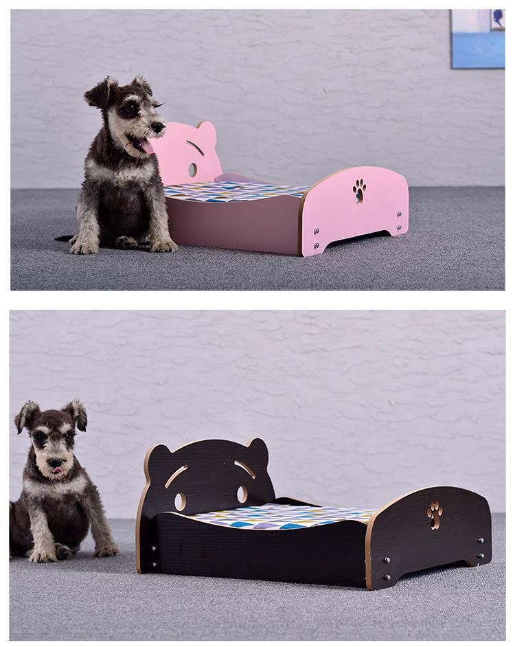 Pet Cat Dog Nest with Mattress Wood House