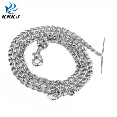 Suitable for Different Sizes Dogs 180cm Length Pet &quot;T&quot; Handle Design Metal Training Chain Leash Lead with Loop