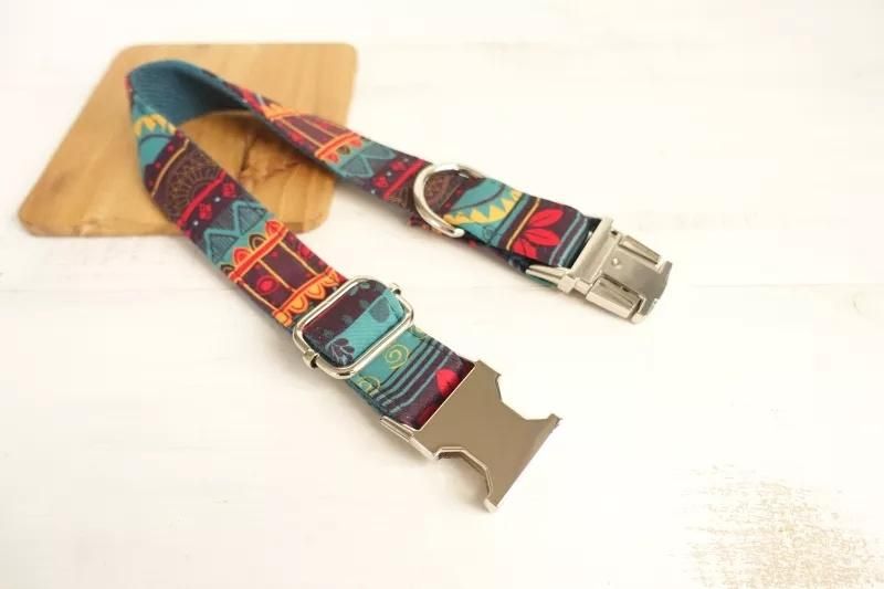 British Style Colorful Gingham Accessory The Scotland Plaid Fashion Dog Collars and Leash Metal Buckles