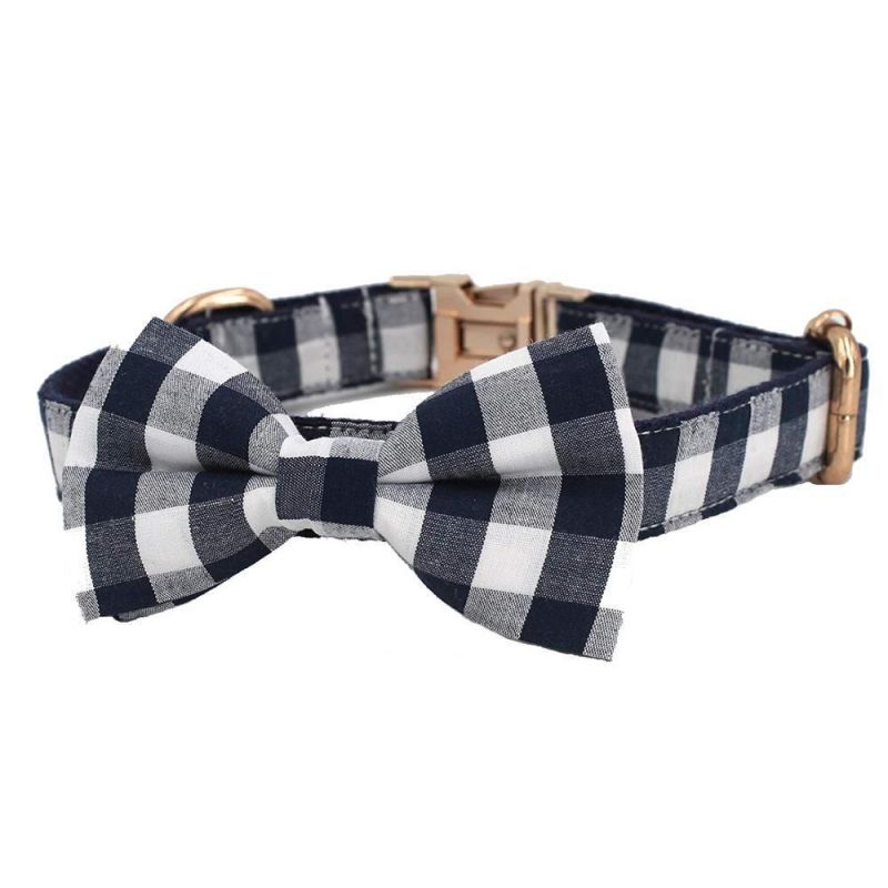 Amazon High Quality Elegant British Plaid Adjustable Breakaway Pet Cat Dog Collar with Bow Tie, Plaid Collars Adjustable Bowknot Pet Dog Collar