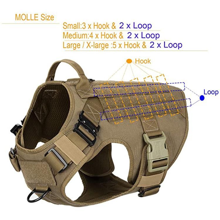 Large Dog Military Style Durable Tactical Dog Harness for Walking Training