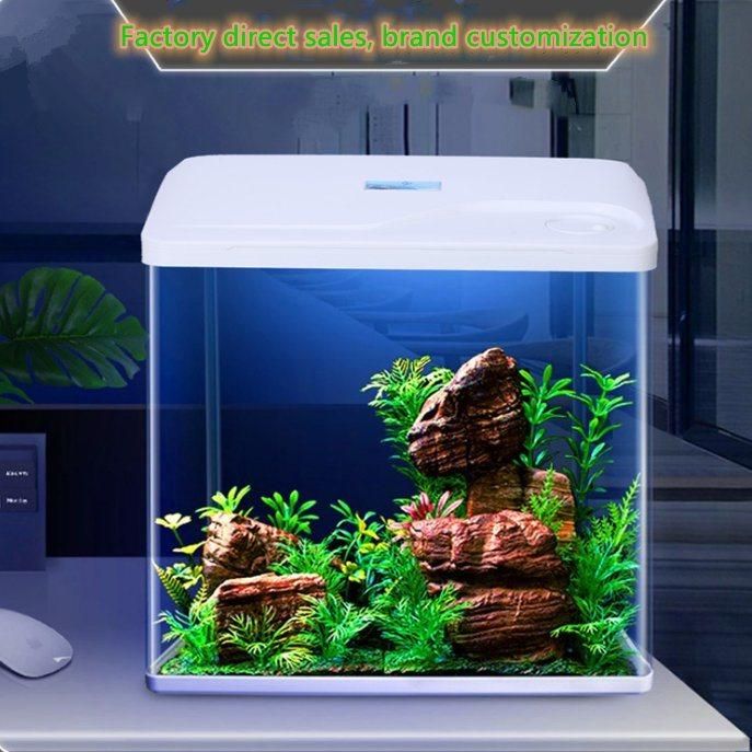 Wholesale Exquisite Fish Tank Office Living Room Glass Small Fish Tank Mini Aquarium Table Fish Tank