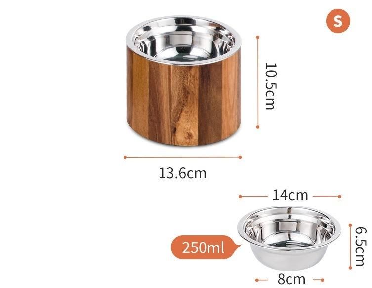 Raised Pet Bowl for Serving Food/Water with Acacia Wood Stand