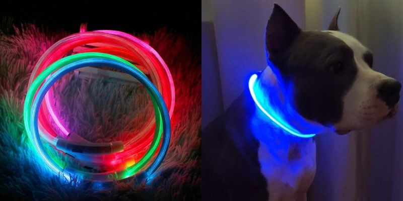 LED USB Pet Collar Night Dog Collars Glowing Luminous Rechargeable LED Collar