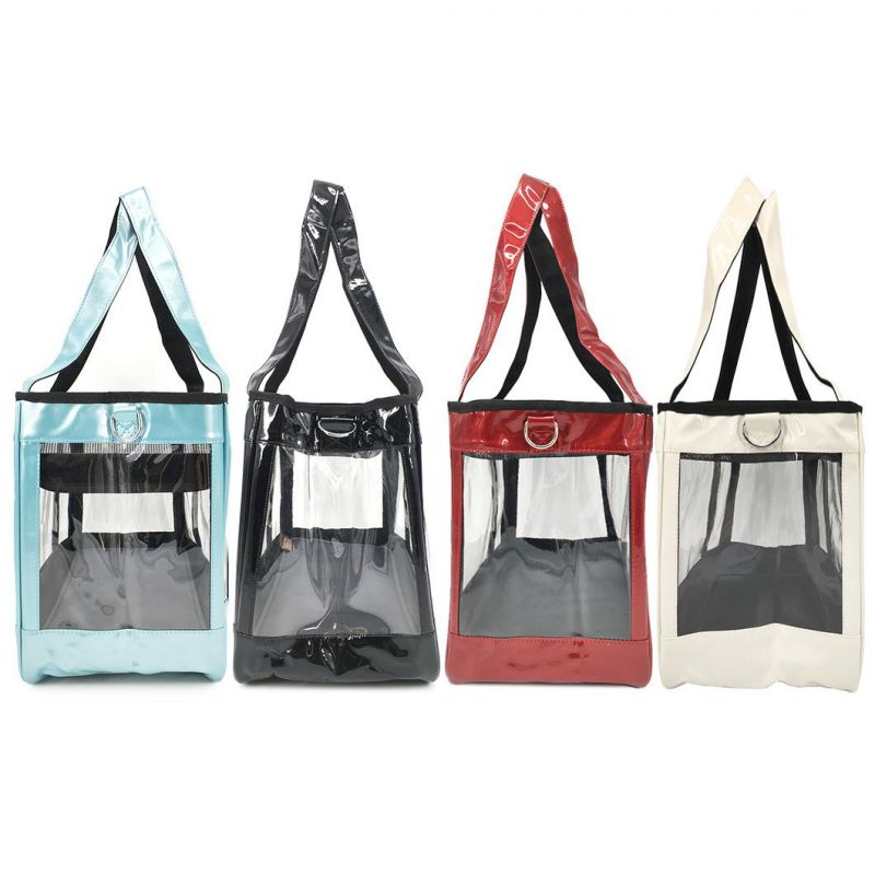 Wholesale Waterproof Breathable PVC Transparent Tote Pet Carrier Handbag Bag Mokofuwa