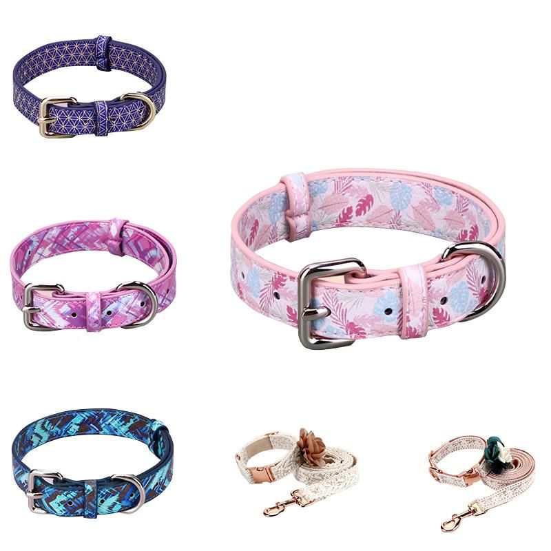 High Quality Durable Reflective Comfortable PU Leather Pet Dog Collar Leash