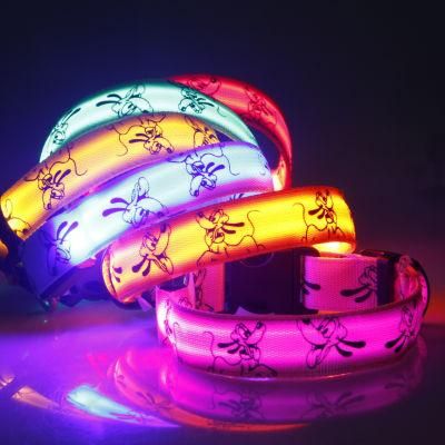 Wholesale Accept Customized Logo Night Glowing Luminous LED Night Safety Flashing Glow Dog Pet Collar