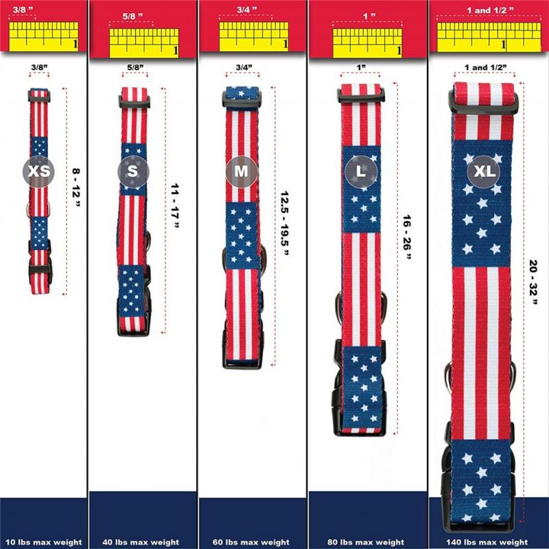 Custom Dog Collars USA Patriotic Flag Pattern Pet Collars