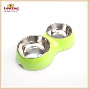 Melamine Double Bowl with Stainless Steel Bowl for Dog (KE0022)