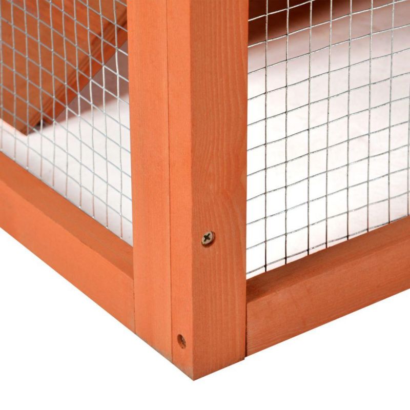 70 Inch Wood Cat Hutch Outdoor Pet House for Small Animals with 2 Run Play Area