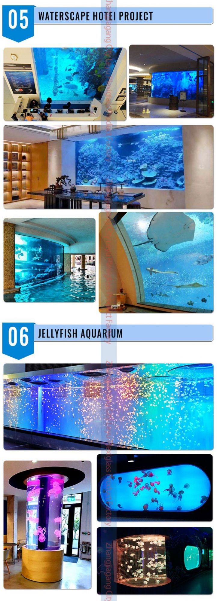 Large Size Transparent Oceanic Acrylic Plexiglass Sheets Glass Tunnel Aquarium