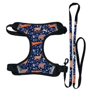 2021 New Arrival Personalized Pet Harness Leaf Printing Dog Soft Harness Pattern