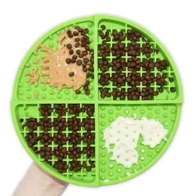 Dog Lick Pad Animals Durable Round Shape Food Grade Non-Toxic Anxiety Relief Feeding Pet Silicone Feeding Plate