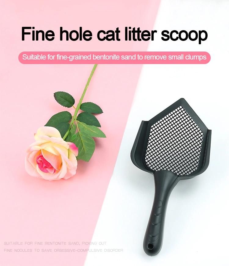 Black Color Plastic PRO-Environment Plastic Cat Shovel Sand Removing Tip Cat Litter Shovel with Fine Hole