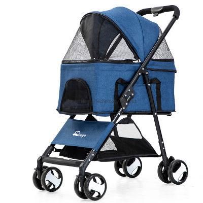 Designer Pet Stroller Foldable Pet Stroller Manufacturer Luxury 4 Wheels Dog Stroller