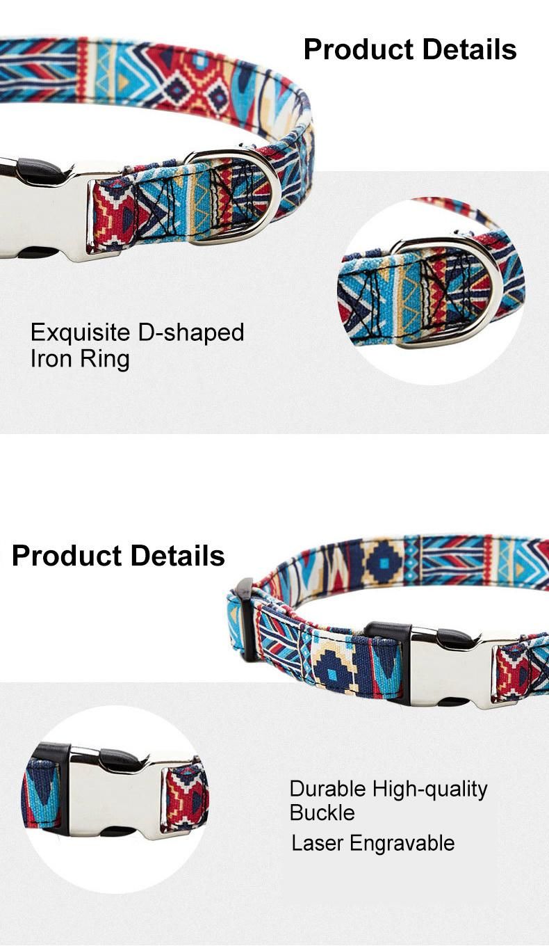 Manufacturer Customized Design Heat Transfer Teclnology Dog Collar, Metal Buckle Pet Collar